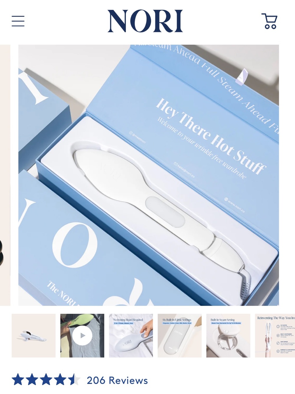 NORI White Handheld Steam Iron